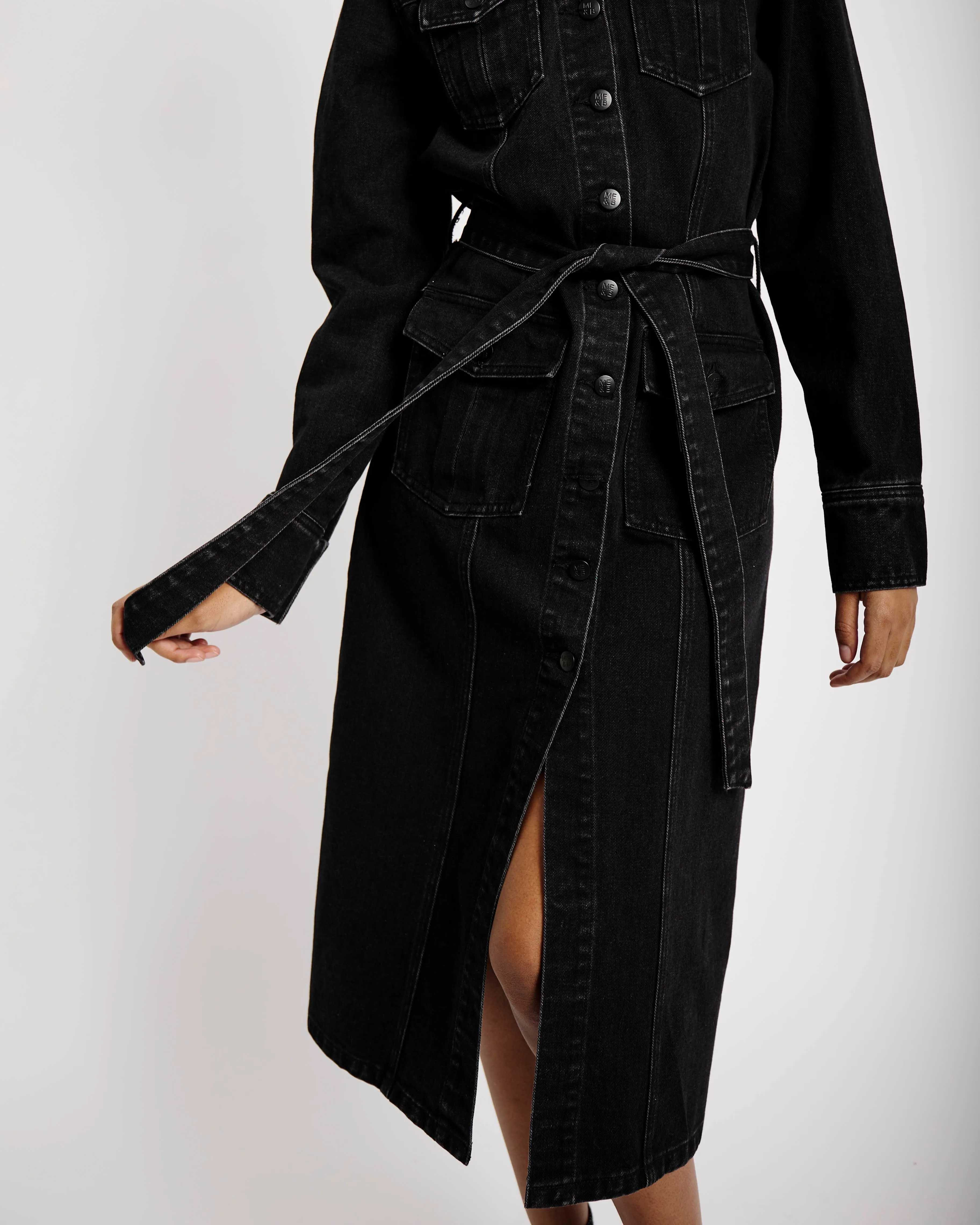 Denim Shirt Dress in Black