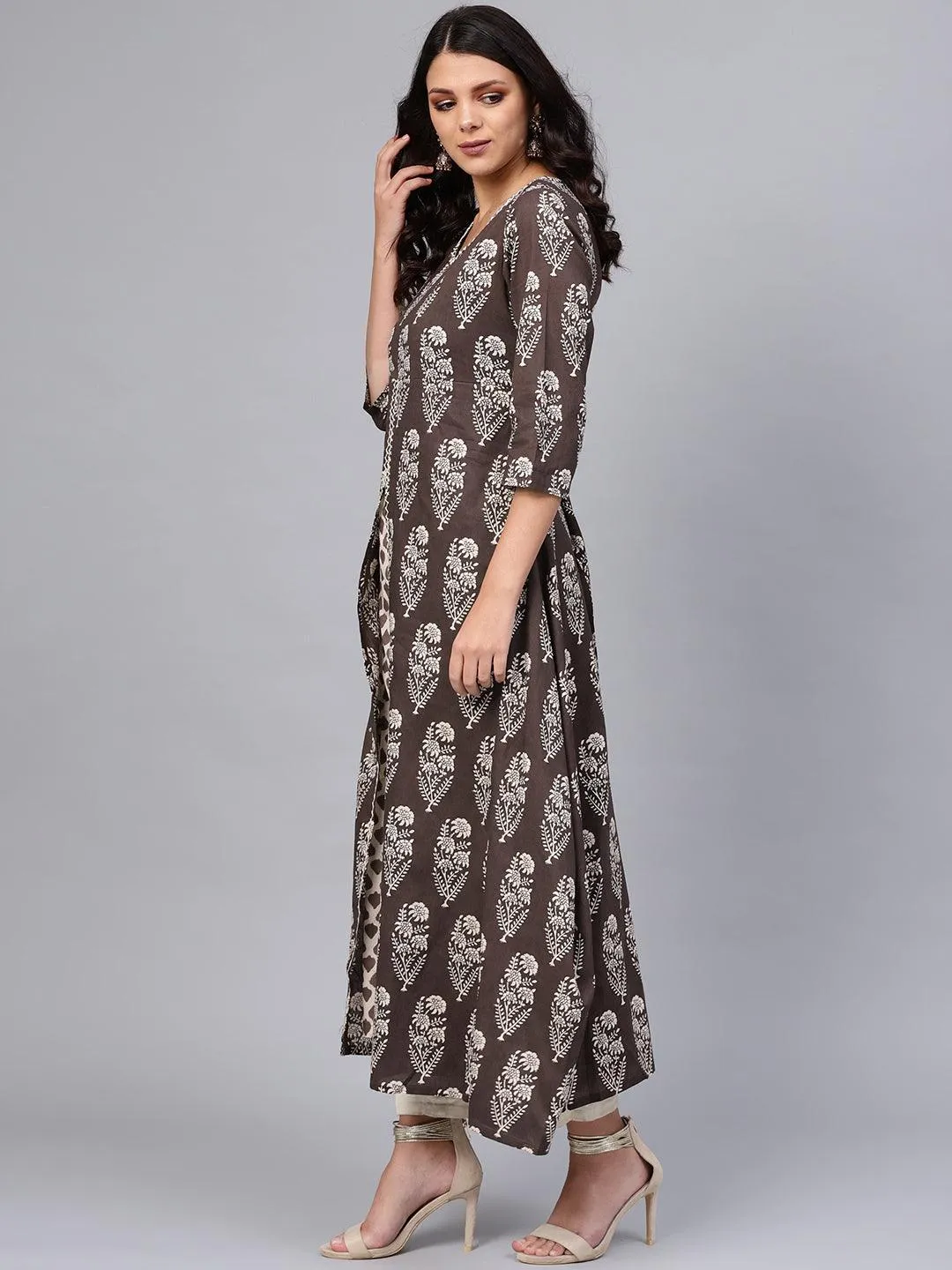 Divena Double Layered Brown Cotton Kurta