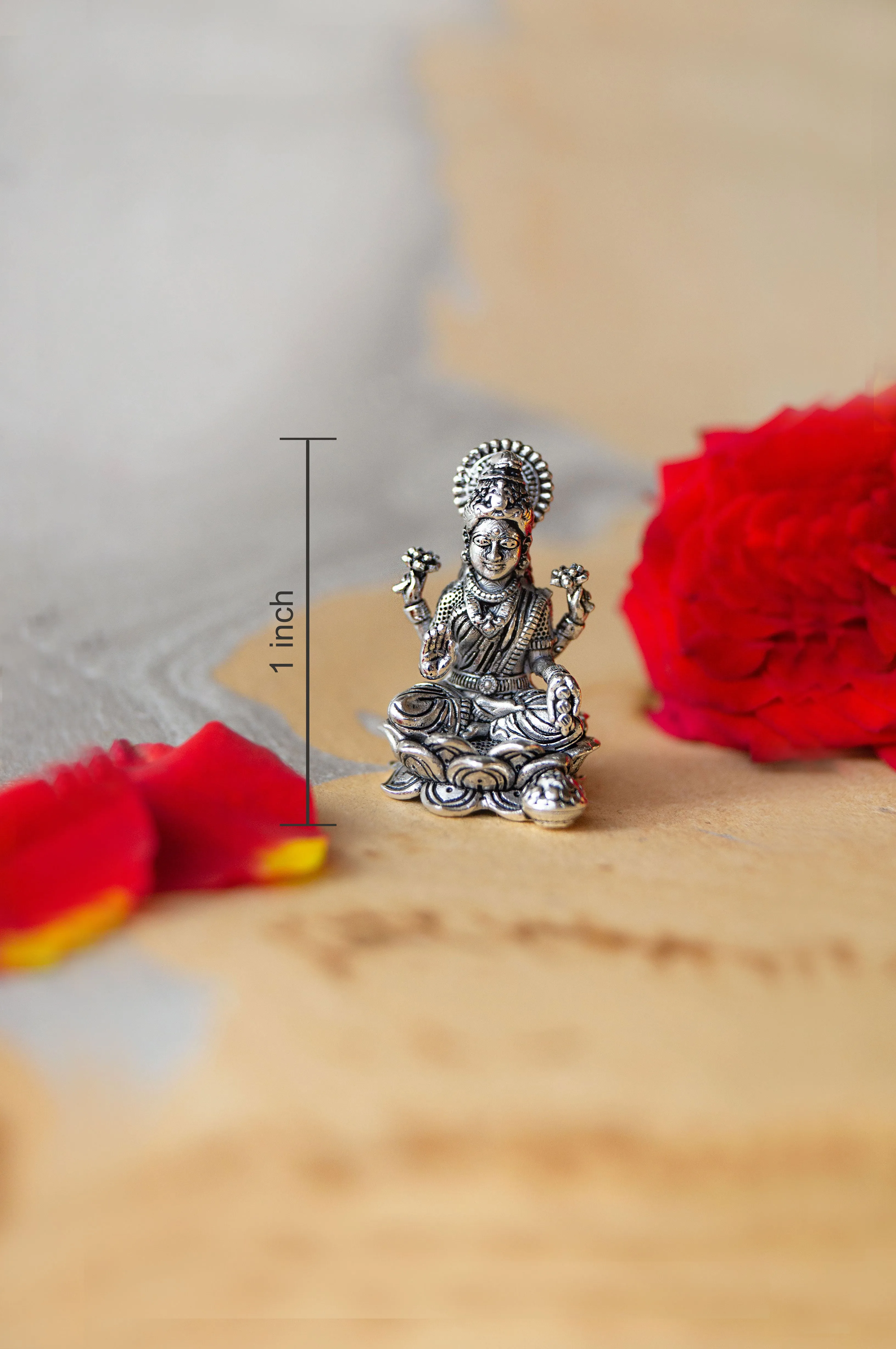 Divine Lakshmi Antique Finish 925 Sterling Silver Idol