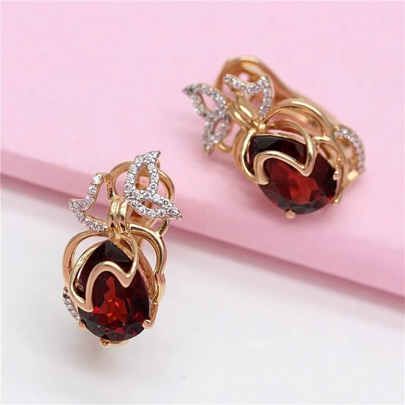 Fashion Crystal Butterfly Ruby Earrings