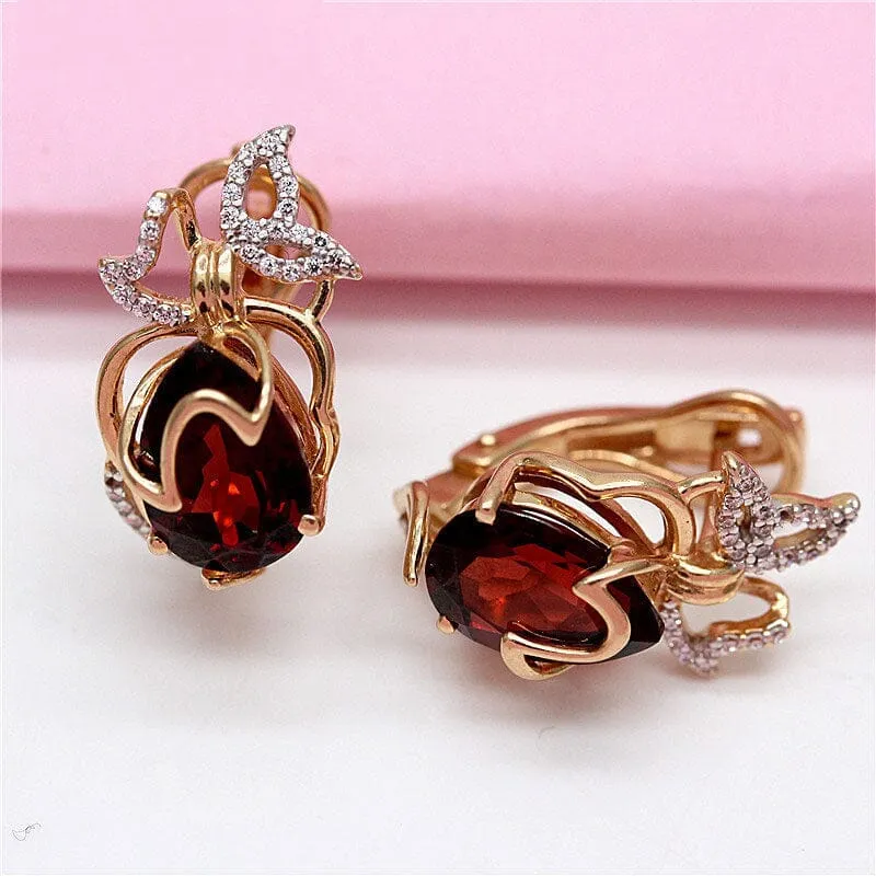 Fashion Crystal Butterfly Ruby Earrings