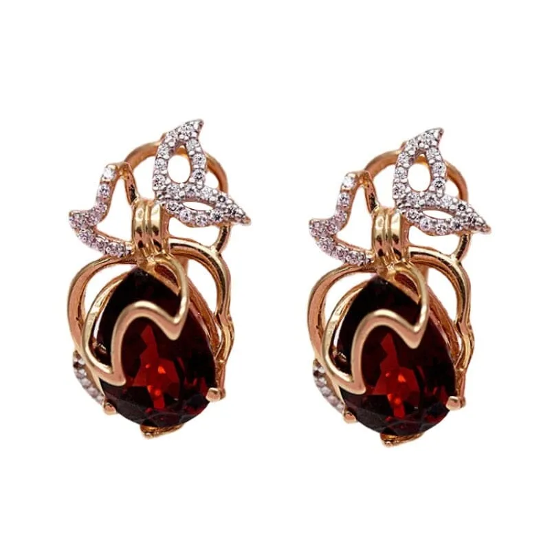 Fashion Crystal Butterfly Ruby Earrings