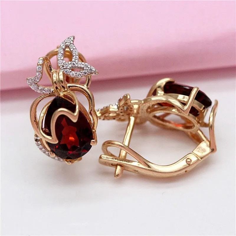 Fashion Crystal Butterfly Ruby Earrings