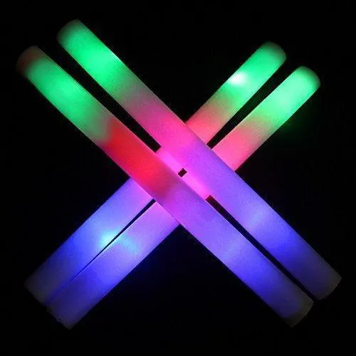 Flashing LED Multi Coloured Foam Sticks x 5