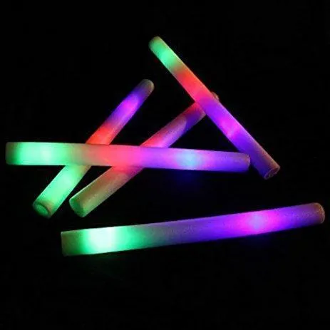 Flashing LED Multi Coloured Foam Sticks x 5