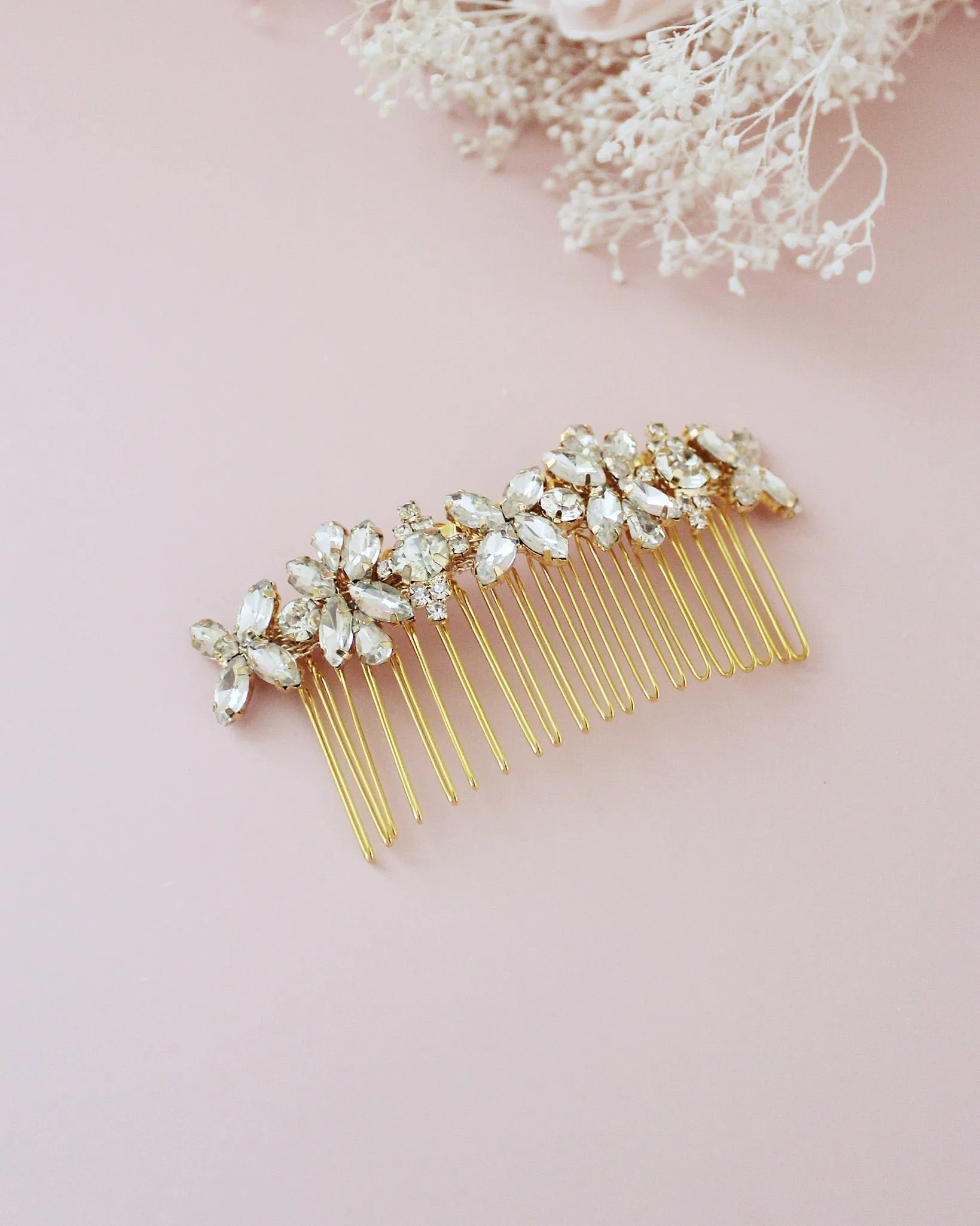 Floral Rhinestones Hair Comb