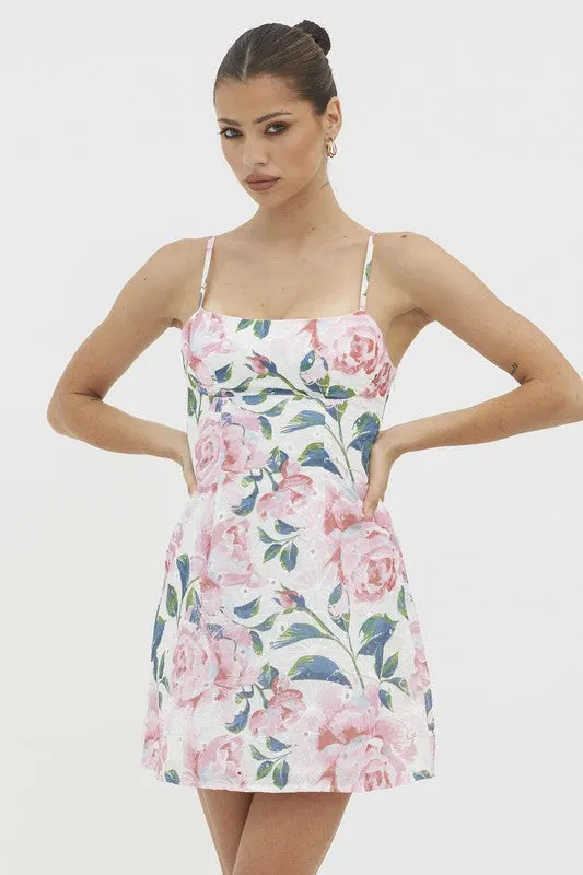 Floral Square Neck Mini Dress