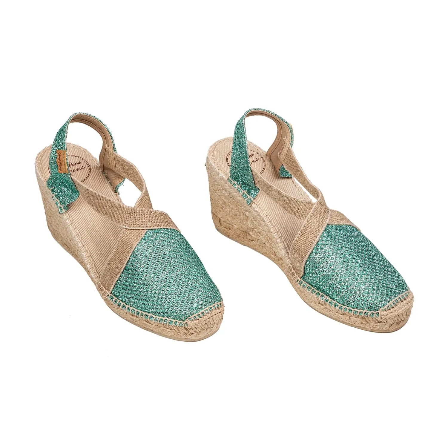 High Heel Metallic Cotton Blend Wedge Espadrille for Women - Triton-7