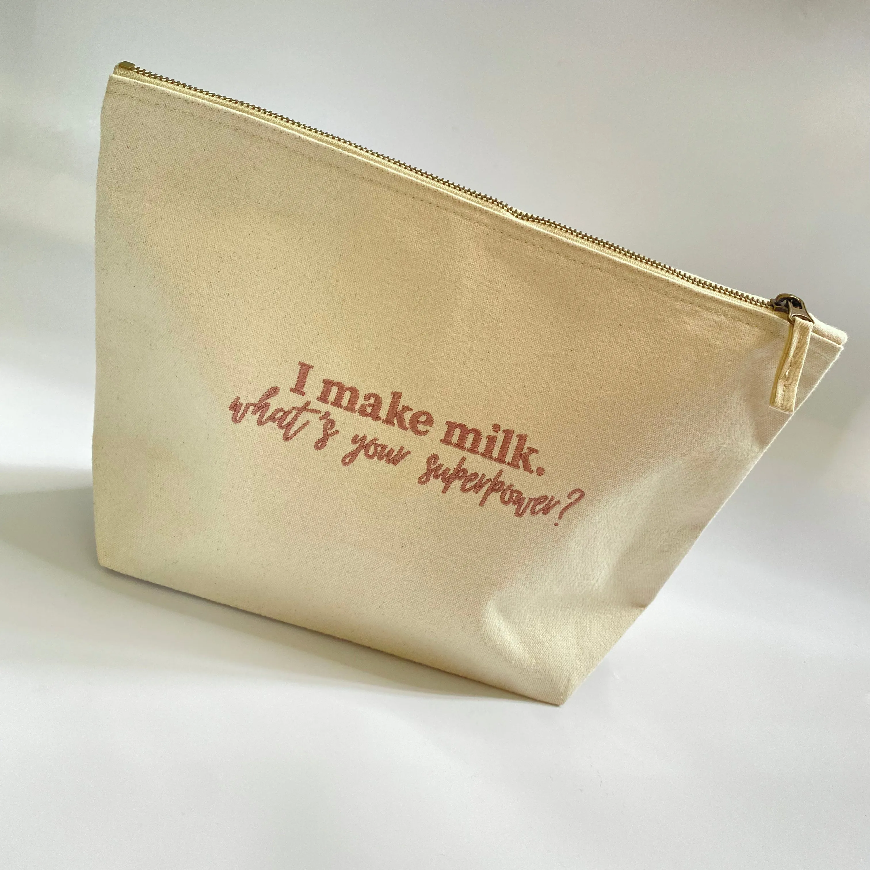 'I Make Milk' Zip Pouch – 100% Organic Cotton