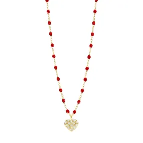 In Love Diamond Necklace, Ruby, Yellow Gold, 16.5"