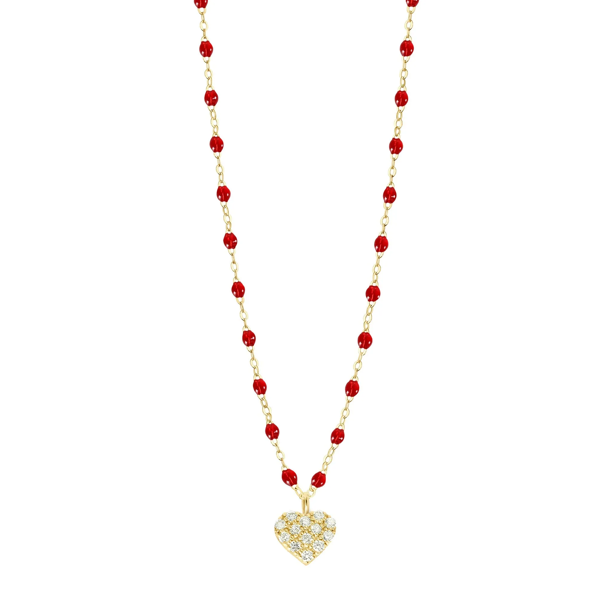 In Love Diamond Necklace, Ruby, Yellow Gold, 16.5"