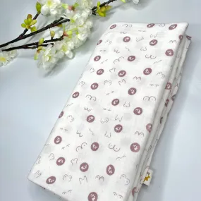 Juno Jack's Boobie Print Swaddle Muslin XL - 100% Organic Cotton