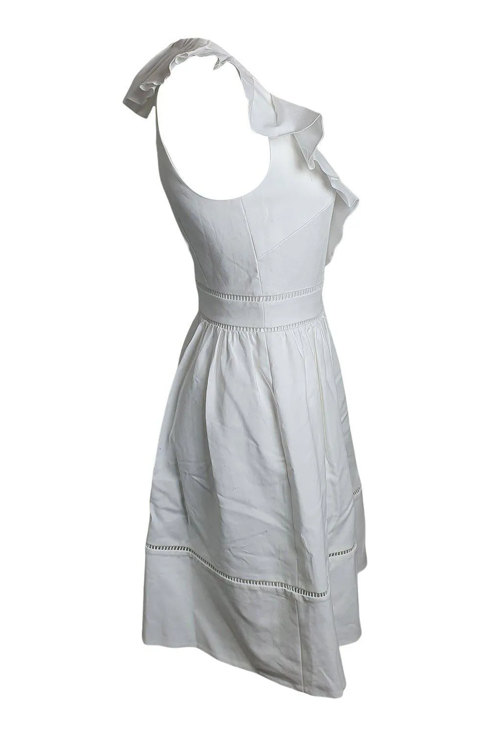 KATE SPADE White California Dreaming Ruffle Neck Dress (US 0 | UK 4)