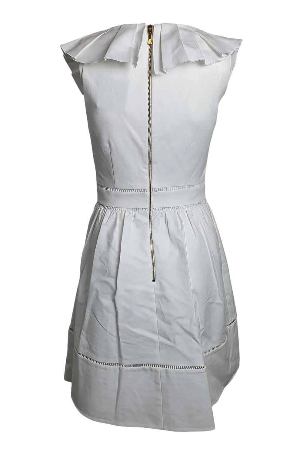 KATE SPADE White California Dreaming Ruffle Neck Dress (US 0 | UK 4)