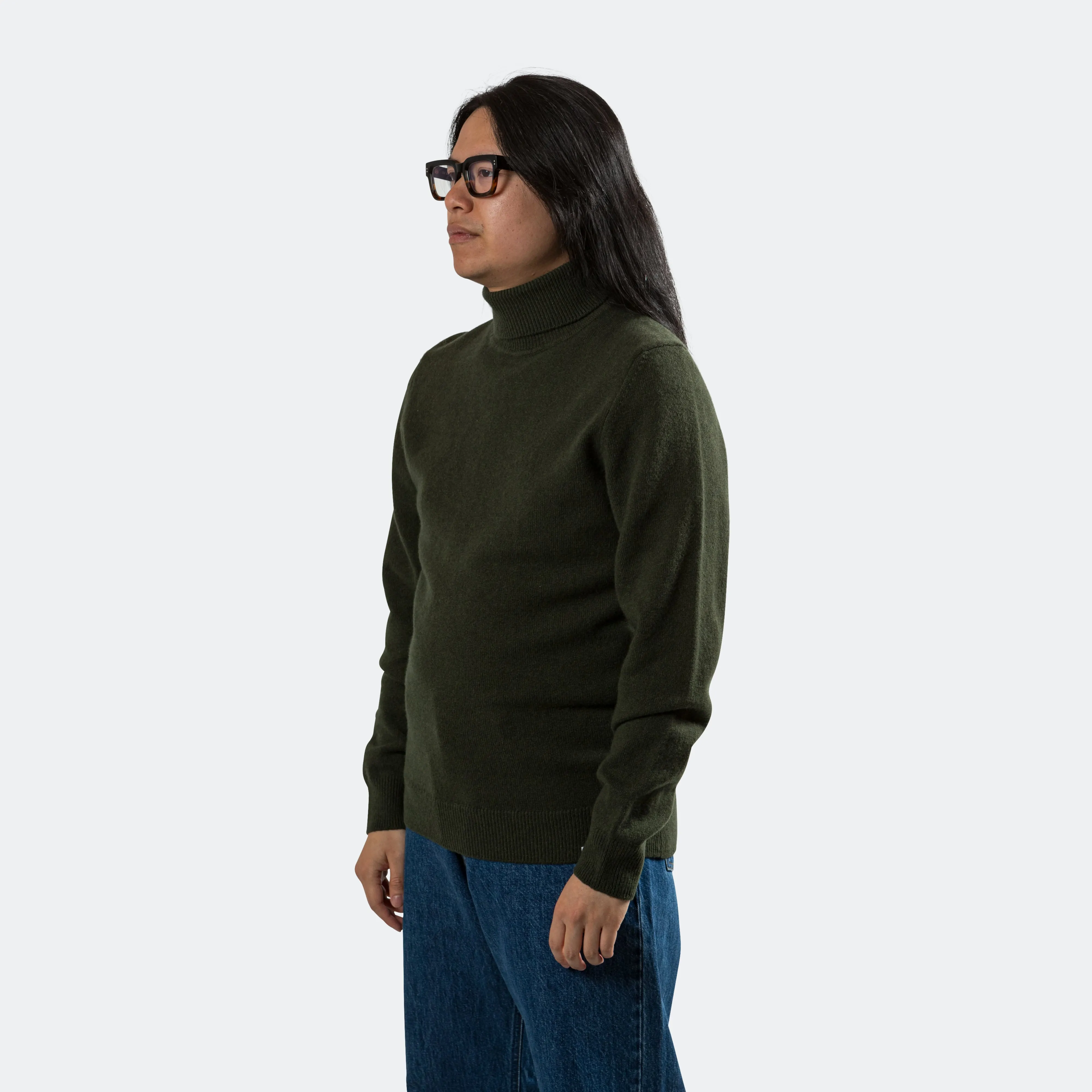 Kirk Merino Lambswool Turtleneck - Army Green