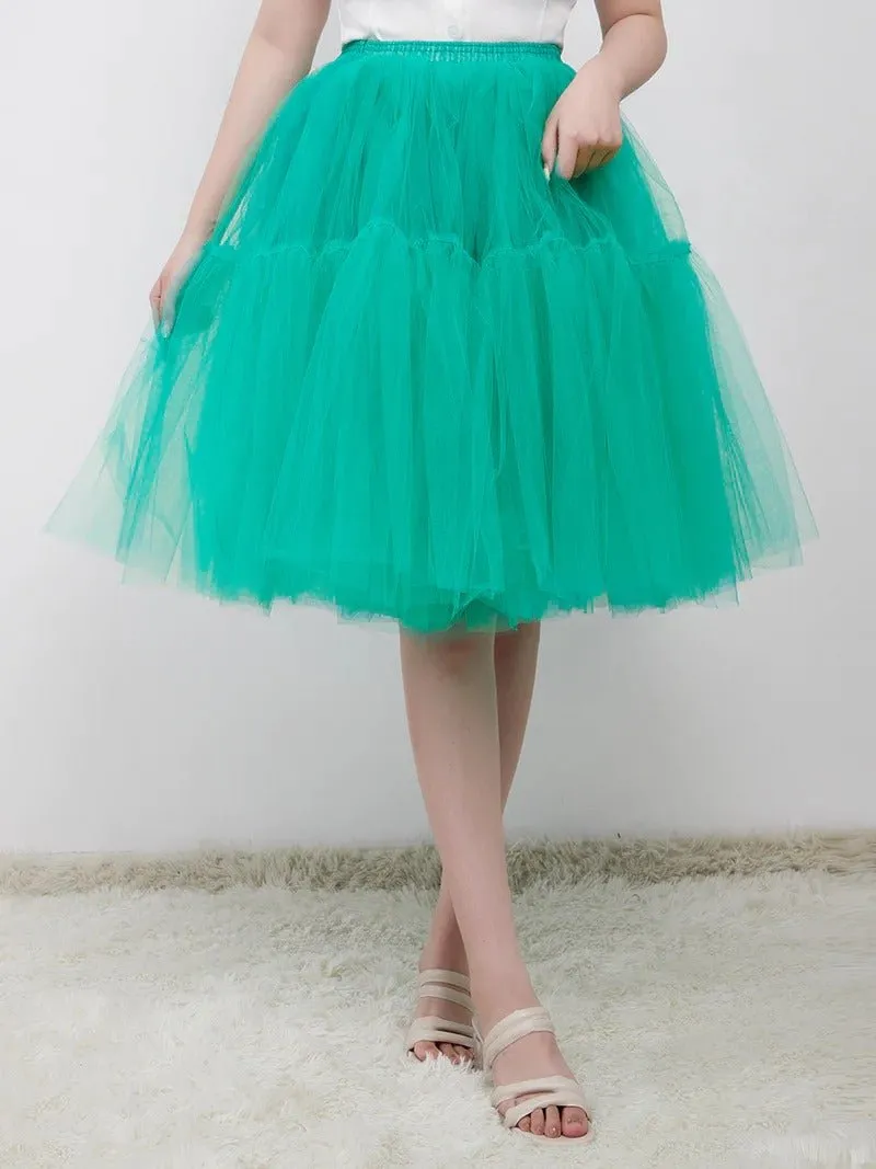 Knee-Length Tulle TUTU Dress Under Skirt