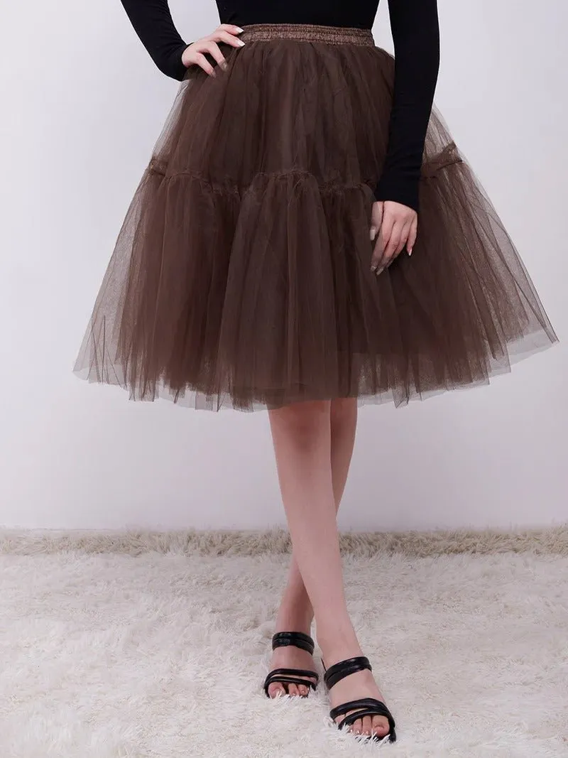 Knee-Length Tulle TUTU Dress Under Skirt