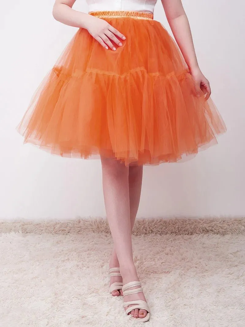 Knee-Length Tulle TUTU Dress Under Skirt