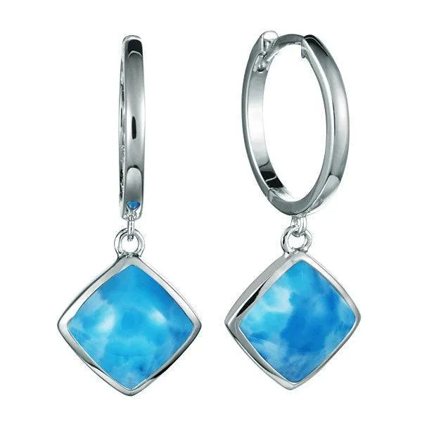 Larimar Cushion Cut Hoop Earrings