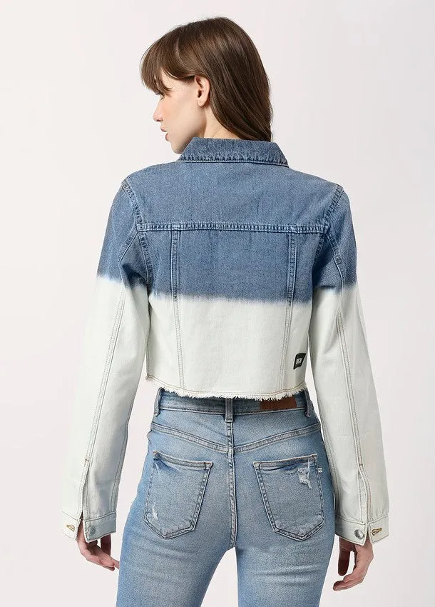 Light Blue Barca Fitted Cropped Cotton Jacket