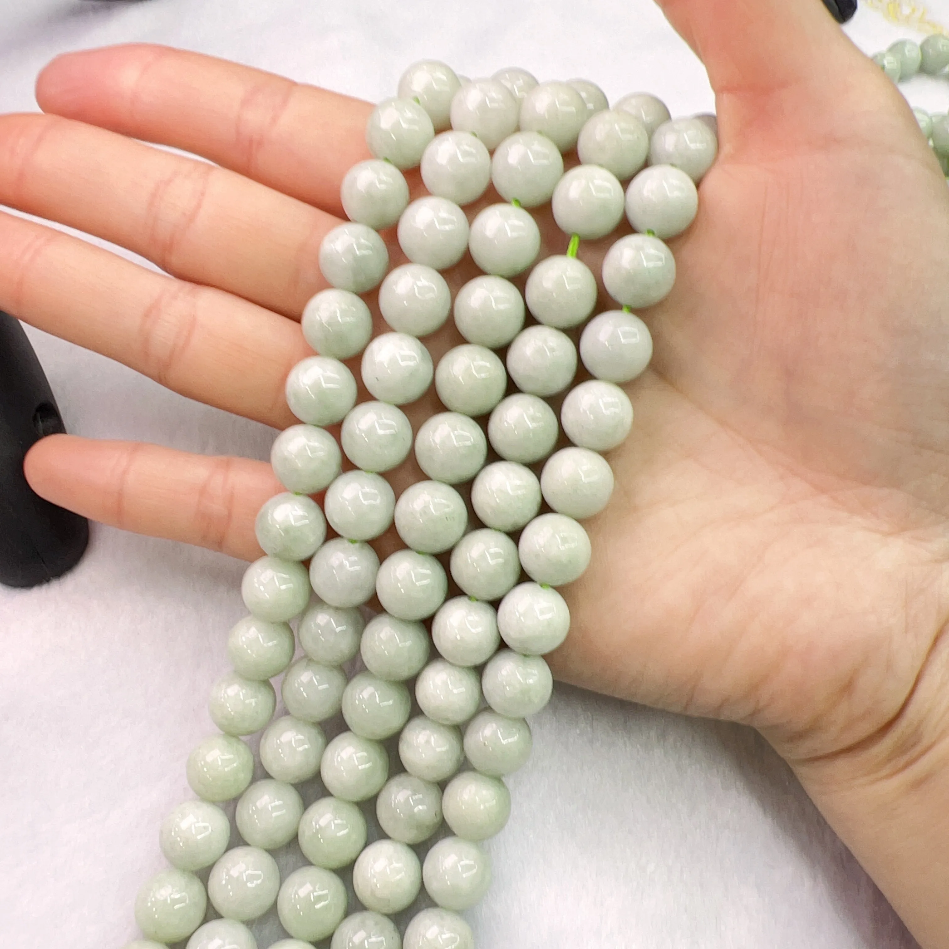 Light Green - Genuine Jade 10mm Jadeite Round Bead Strands for DIY Jewelry Project