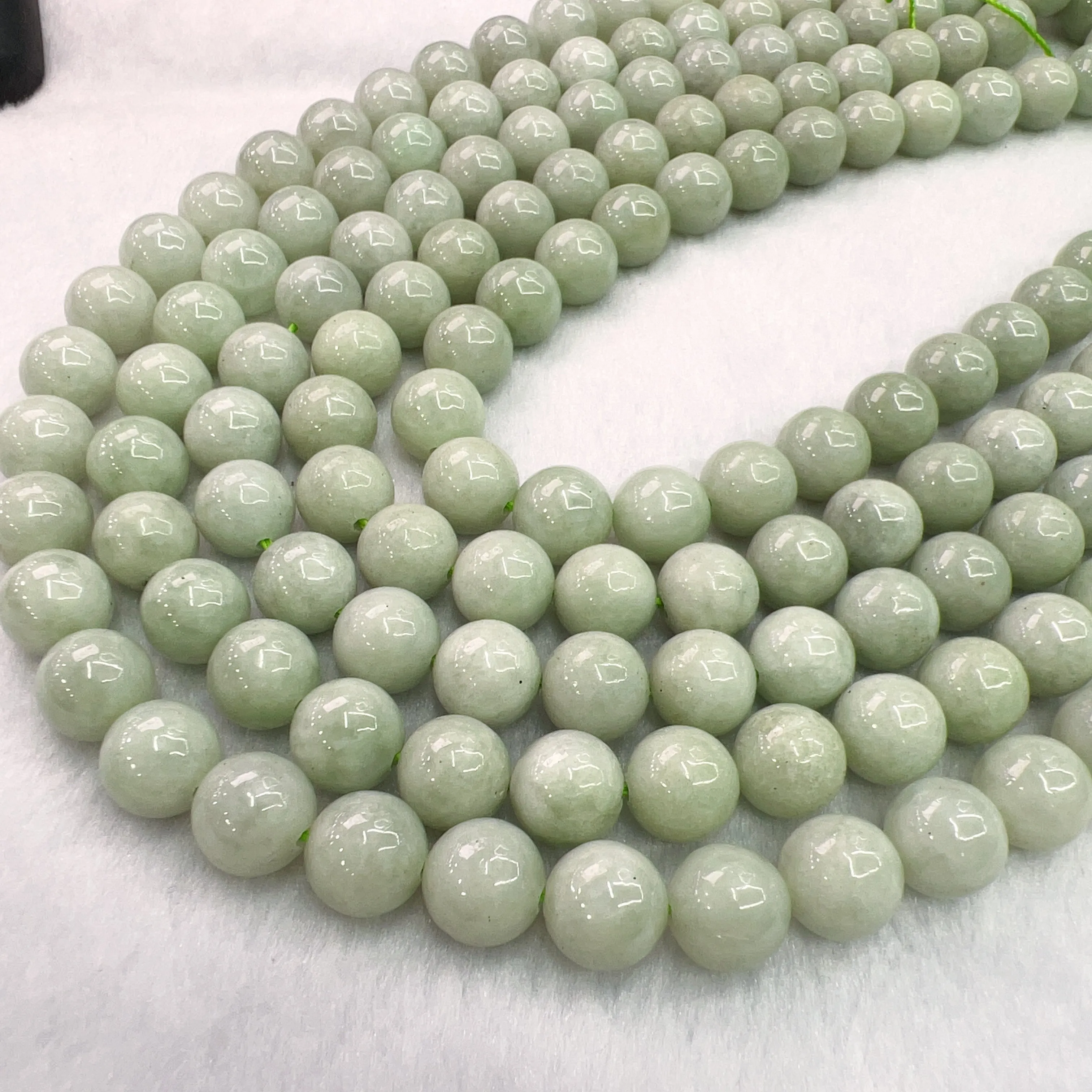 Light Green - Genuine Jade 10mm Jadeite Round Bead Strands for DIY Jewelry Project