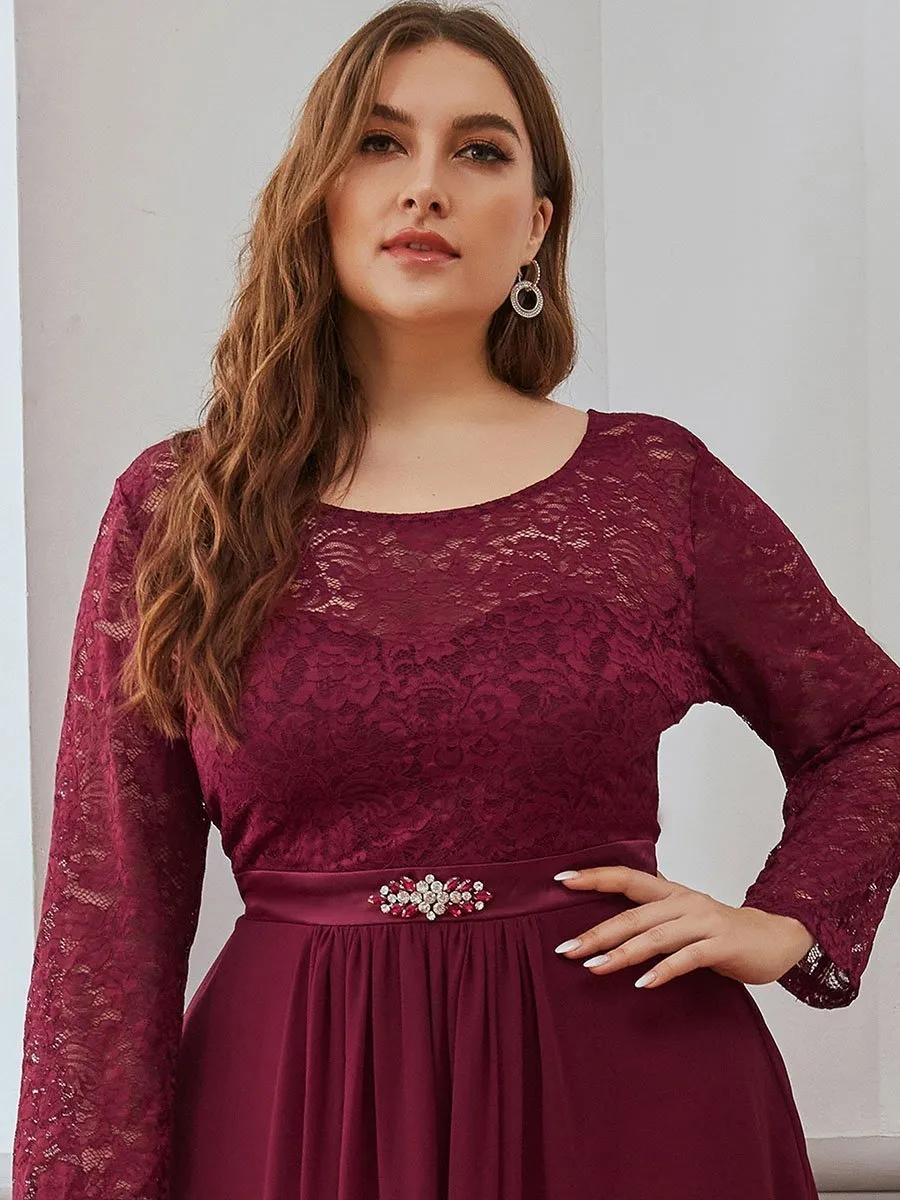 Long Sleeve Lace/ Chiffon Dress Plus Size 26 Style 59007