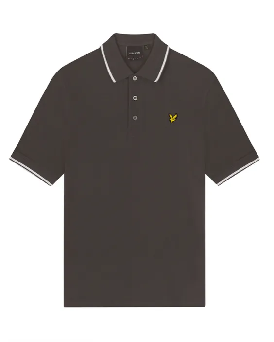 Lyle & Scott Golden Eagle Tipped Polo Shirt/Gunmetal - New S24