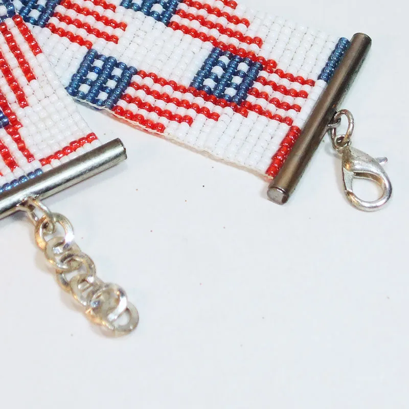 Madlyn Red White Blue Bead Loom Bracelet