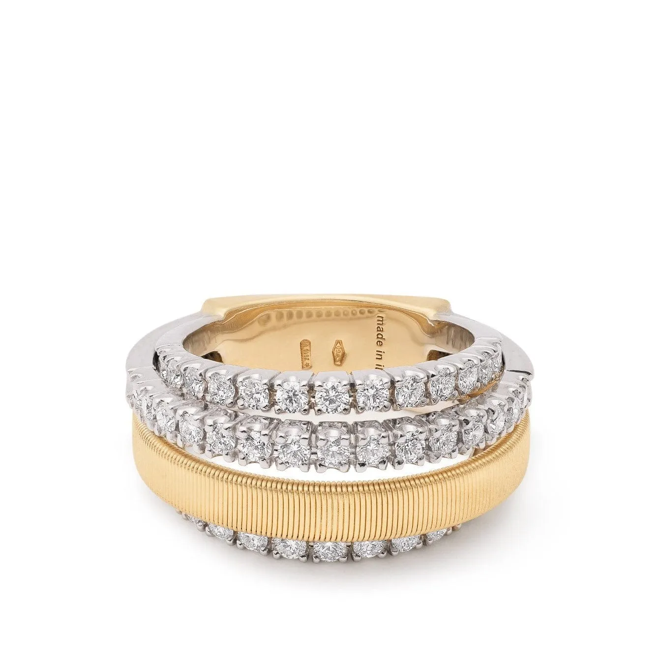 Marco Bicego 18K Yellow & White Gold Triple Row Diamond Ring