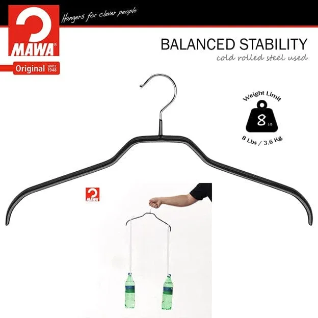 MAWA Silhouette Series, Non-Slip Space Saving Clothes Hanger for Shirts and Dresses, Set of 10 Style 41/F