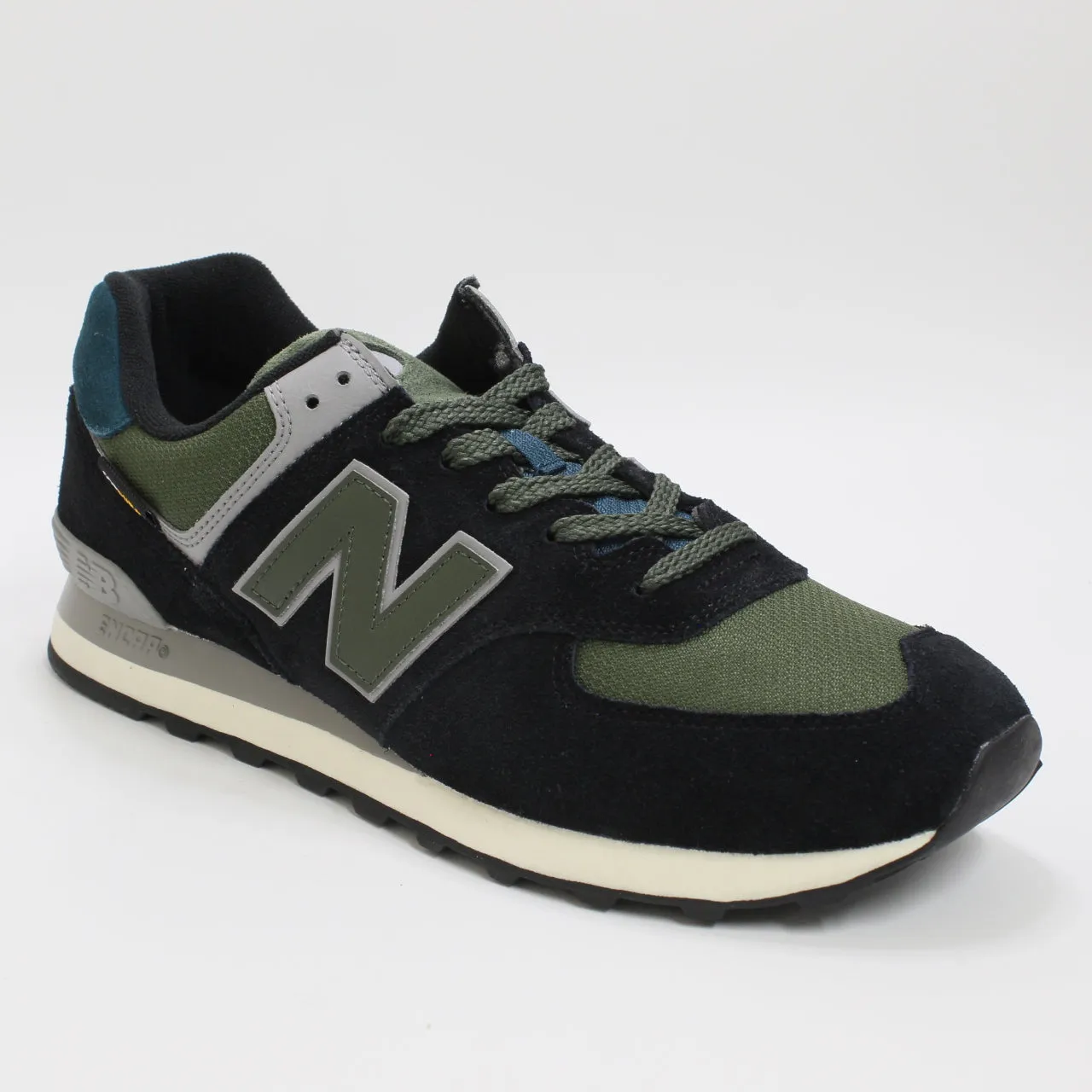 Mens New Balance 574 Black Olive Blue Trainers