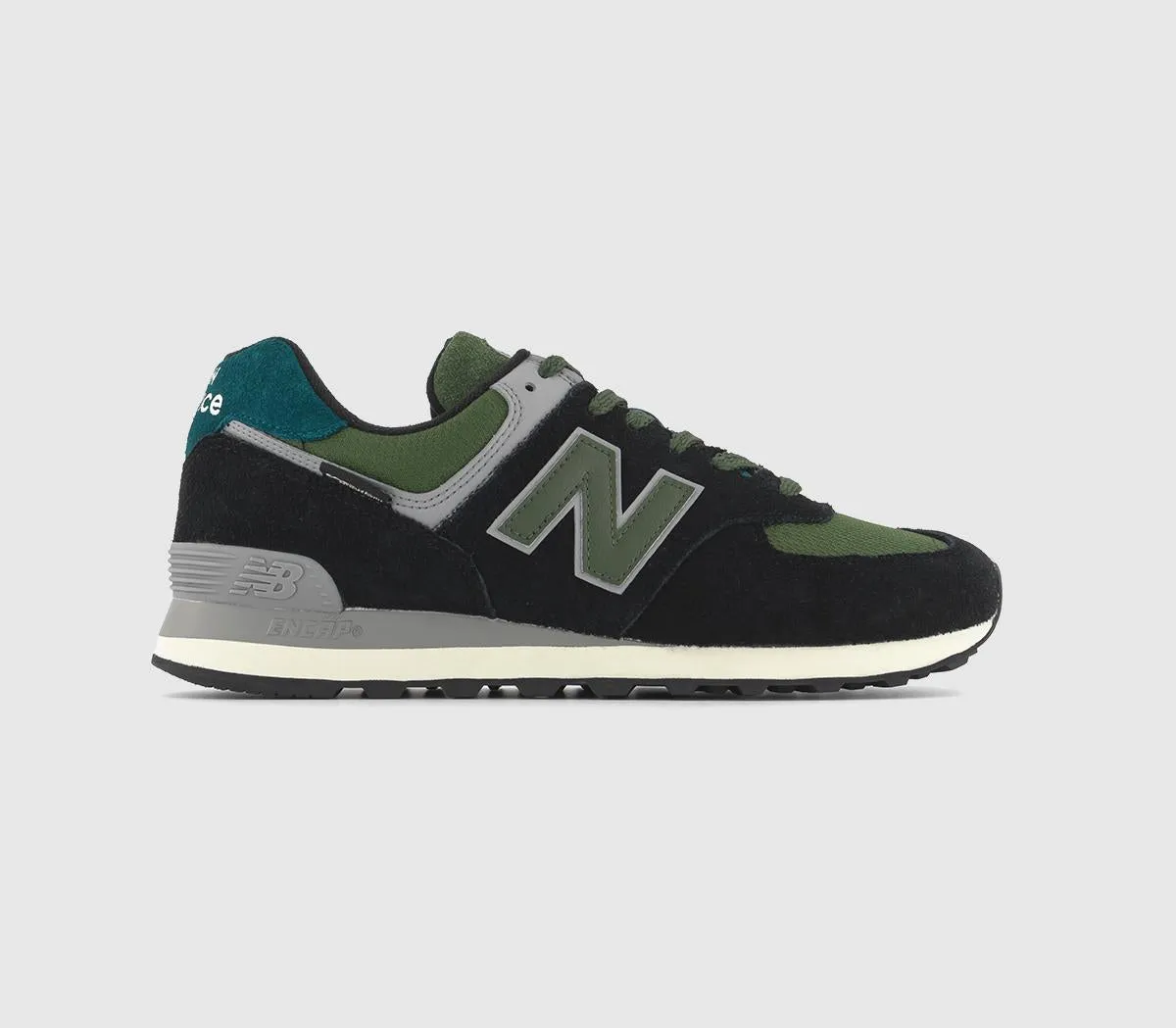 Mens New Balance 574 Black Olive Blue Trainers