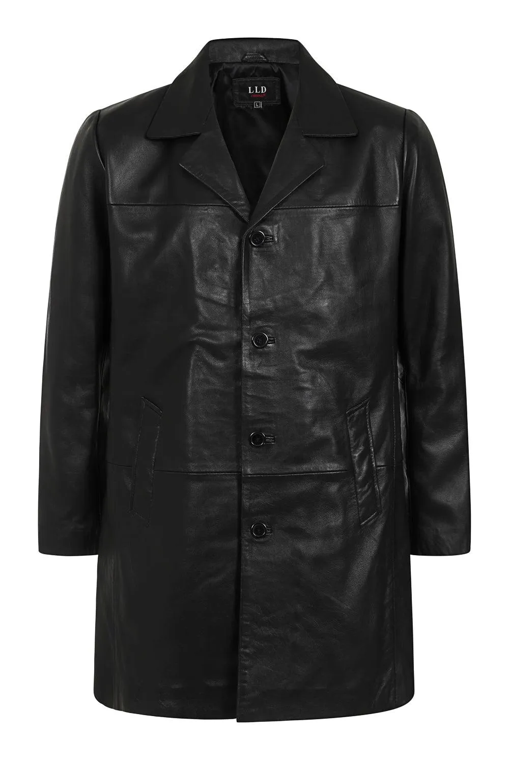 Men's ¾ Length Classic Genuine Leather Coat - 'GARY' - C-476