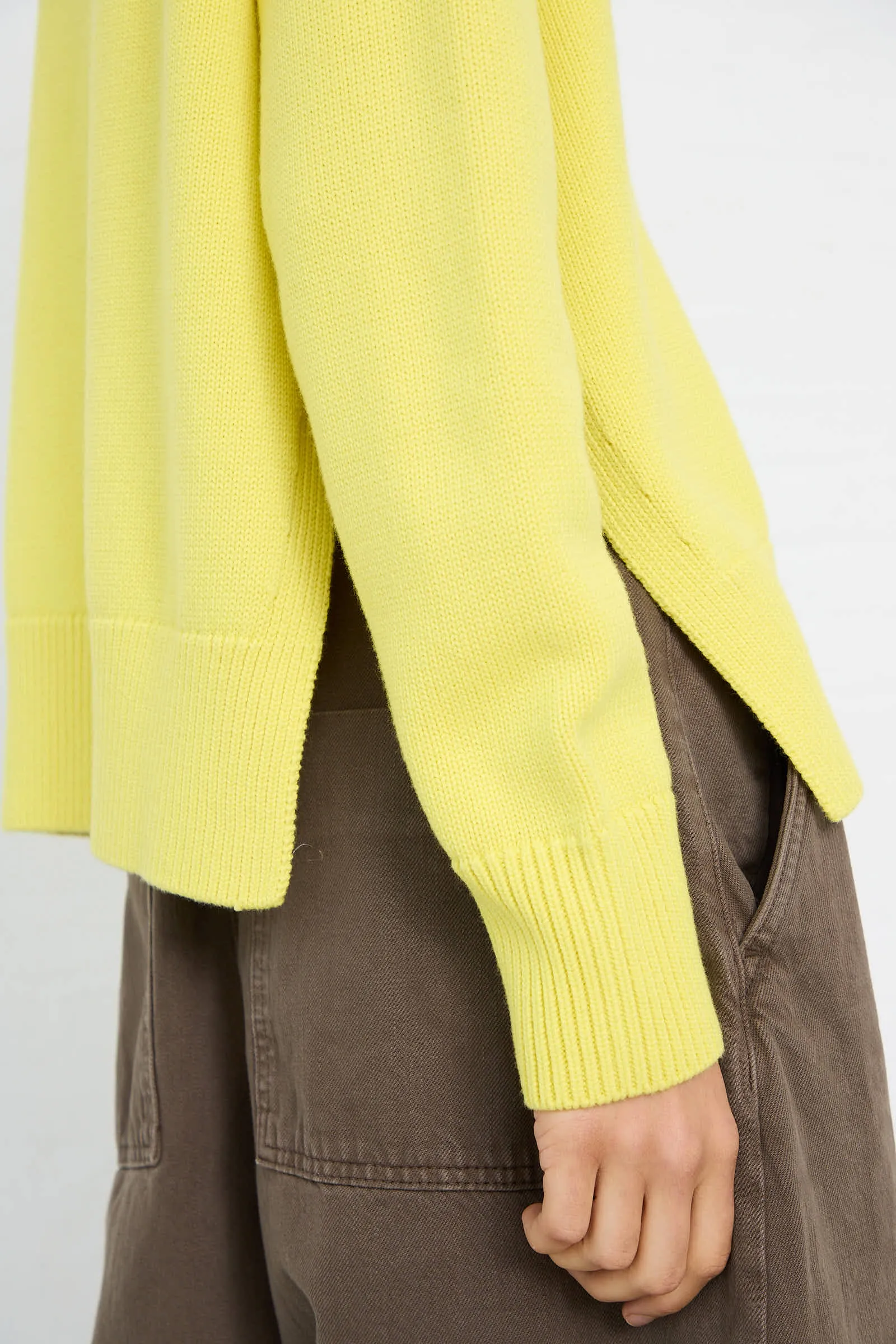 Merino Cotton Patria Roll Neck Sweater in Acid Yellow