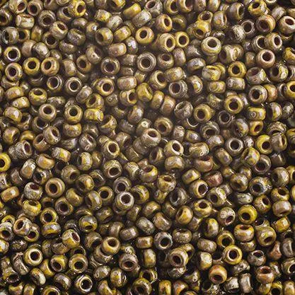 Miyuki Seed Bead 11/0 apx. 22g OP. Dk. Yellow Picasso