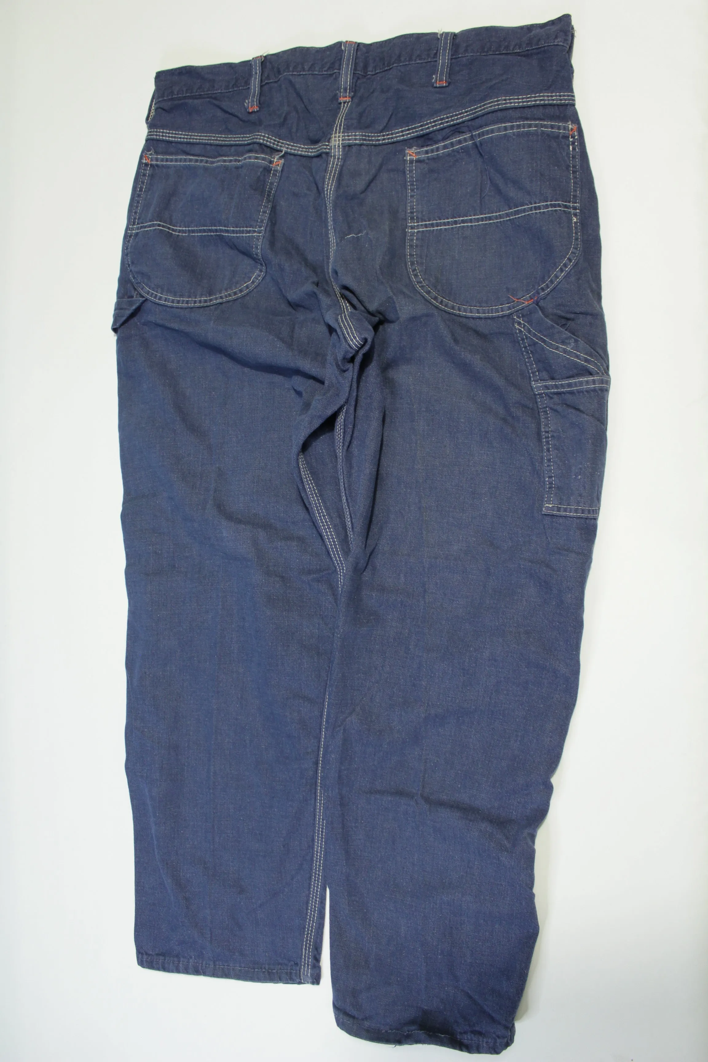 Montgomery Ward Vintage 70's Dark Wash Capenter Loop Triple Stitched Construction Jeans