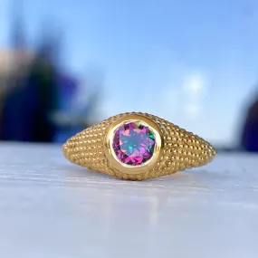 Nubia Round Mystic Topaz Yellow Gold Ring Size 7US