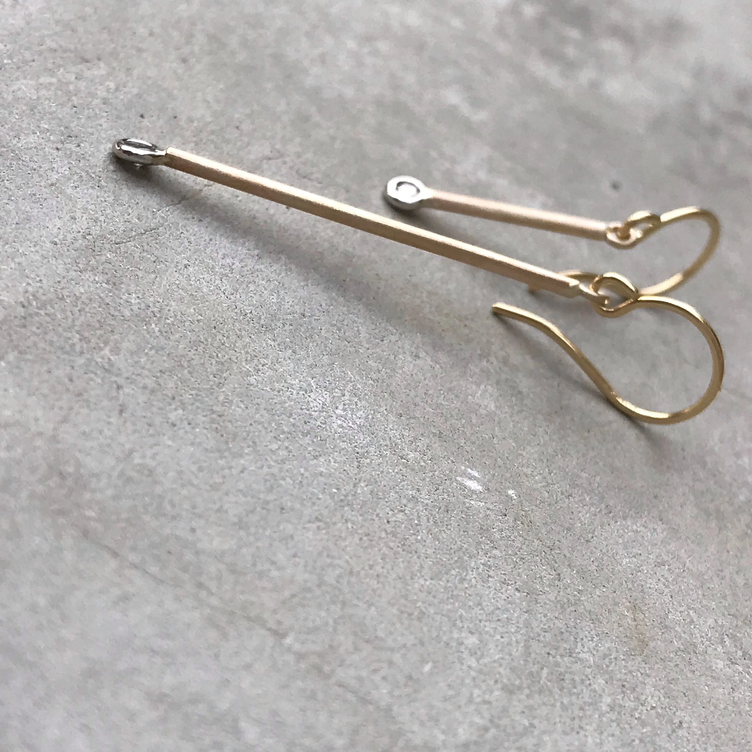 Pendulum Minimalist Gold Diamond Earrings