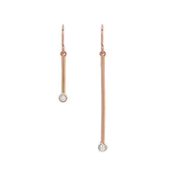 Pendulum Minimalist Gold Diamond Earrings