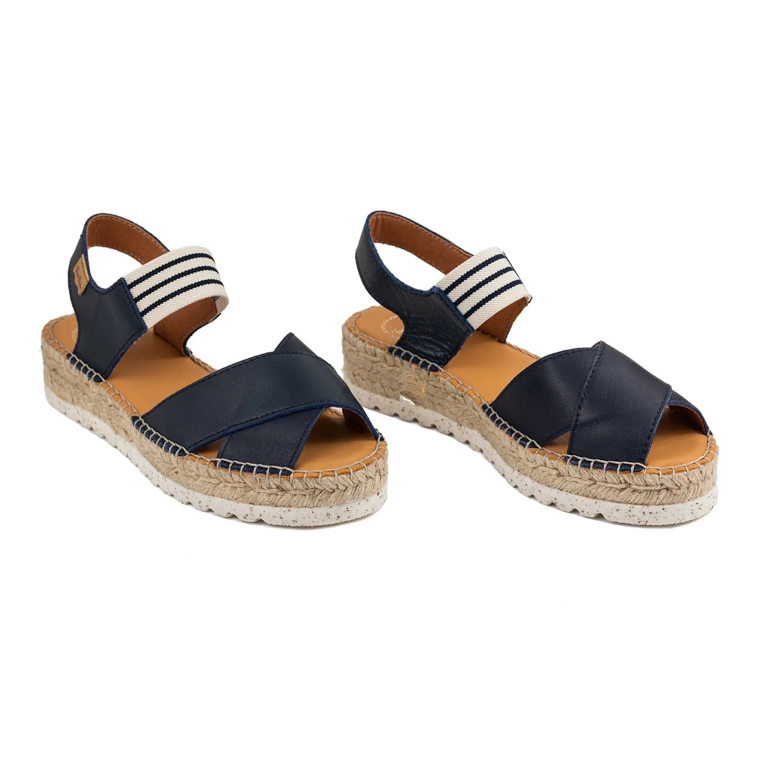 Plain Leather Wedge Espadrille for Women - Emily-SW