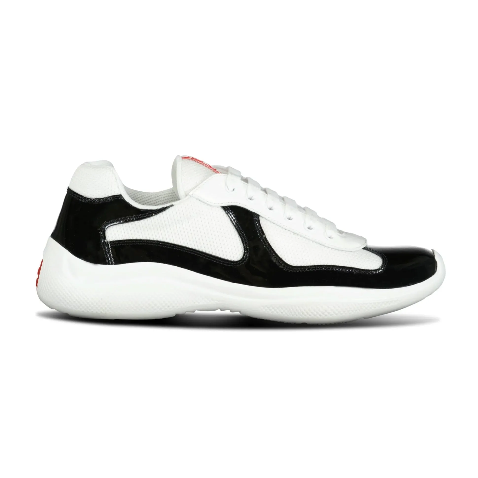 PRADA AMERICAS CUP MESH TRAINERS PATENT BLACK / WHITE