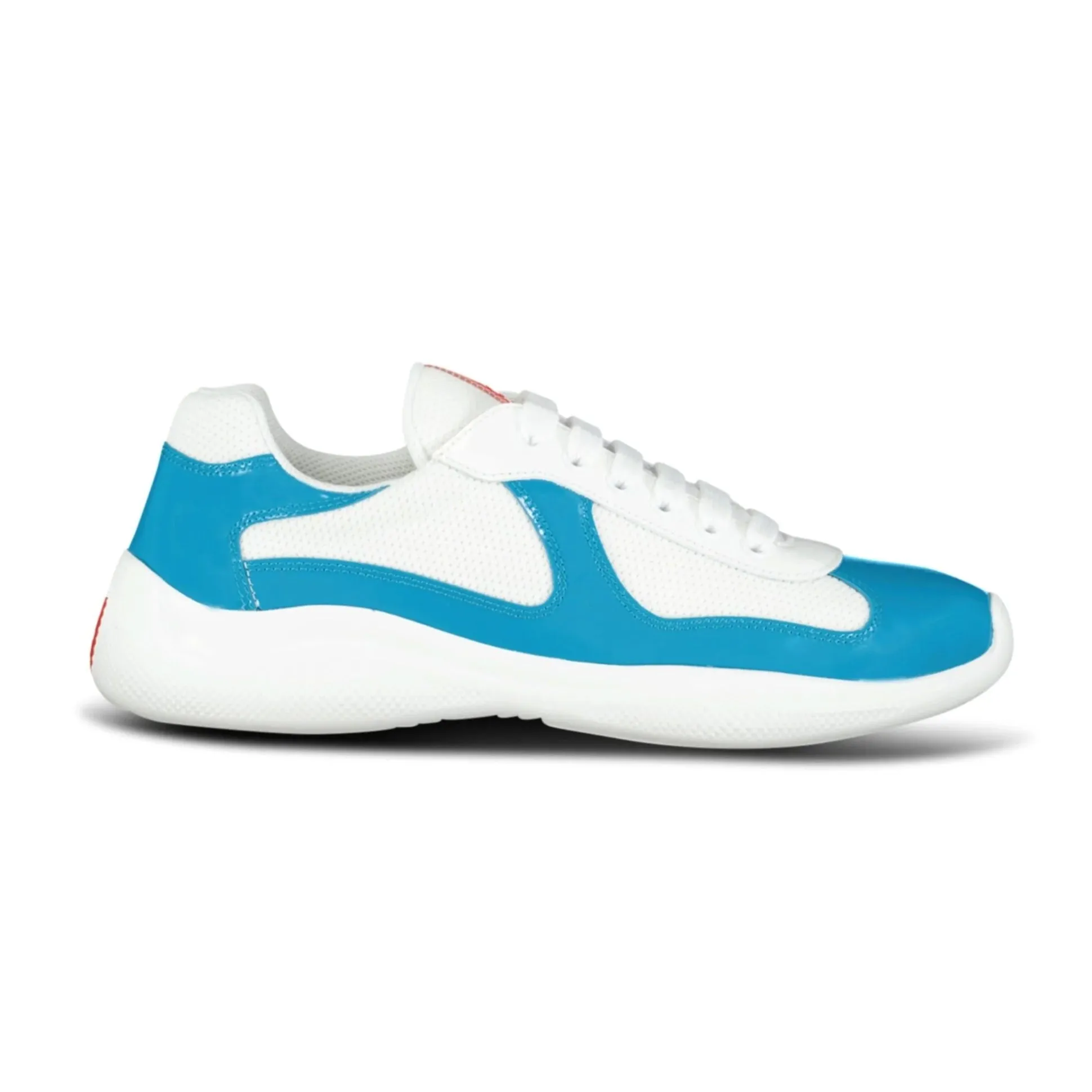 PRADA AMERICAS CUP MESH TRAINERS PATENT BLUE