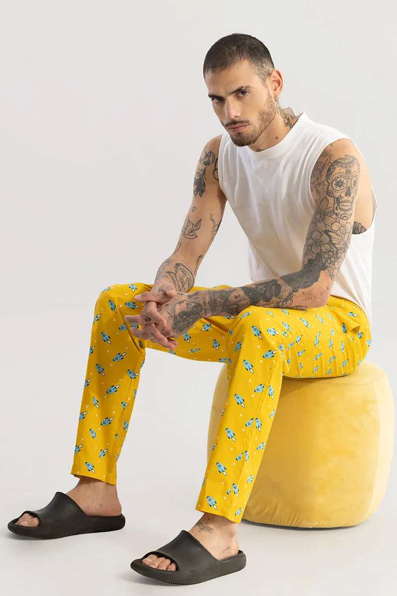 Rocket Print Yellow Pyjama