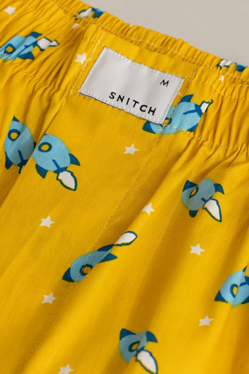 Rocket Print Yellow Pyjama