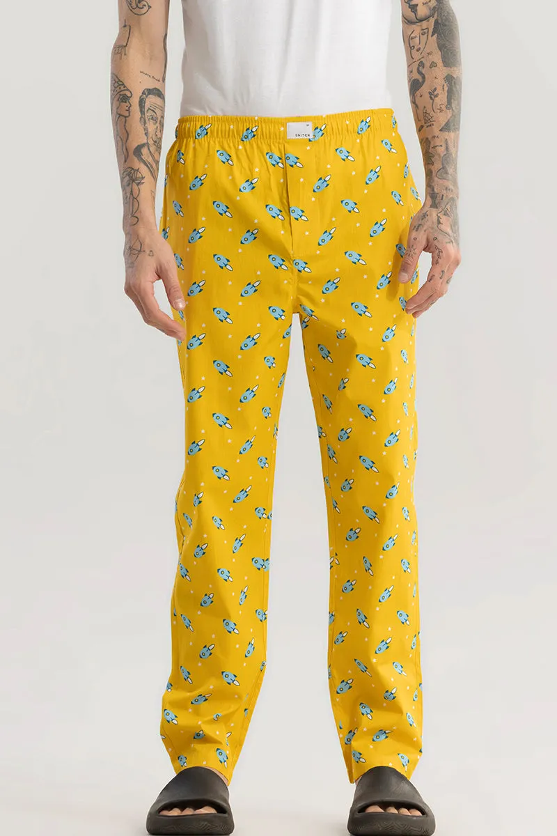 Rocket Print Yellow Pyjama