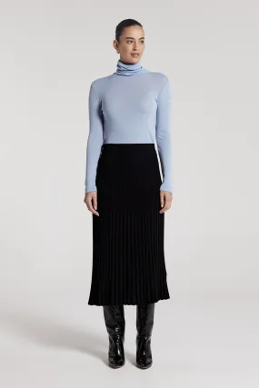 Roll Neck Merino Top - Pale Blue