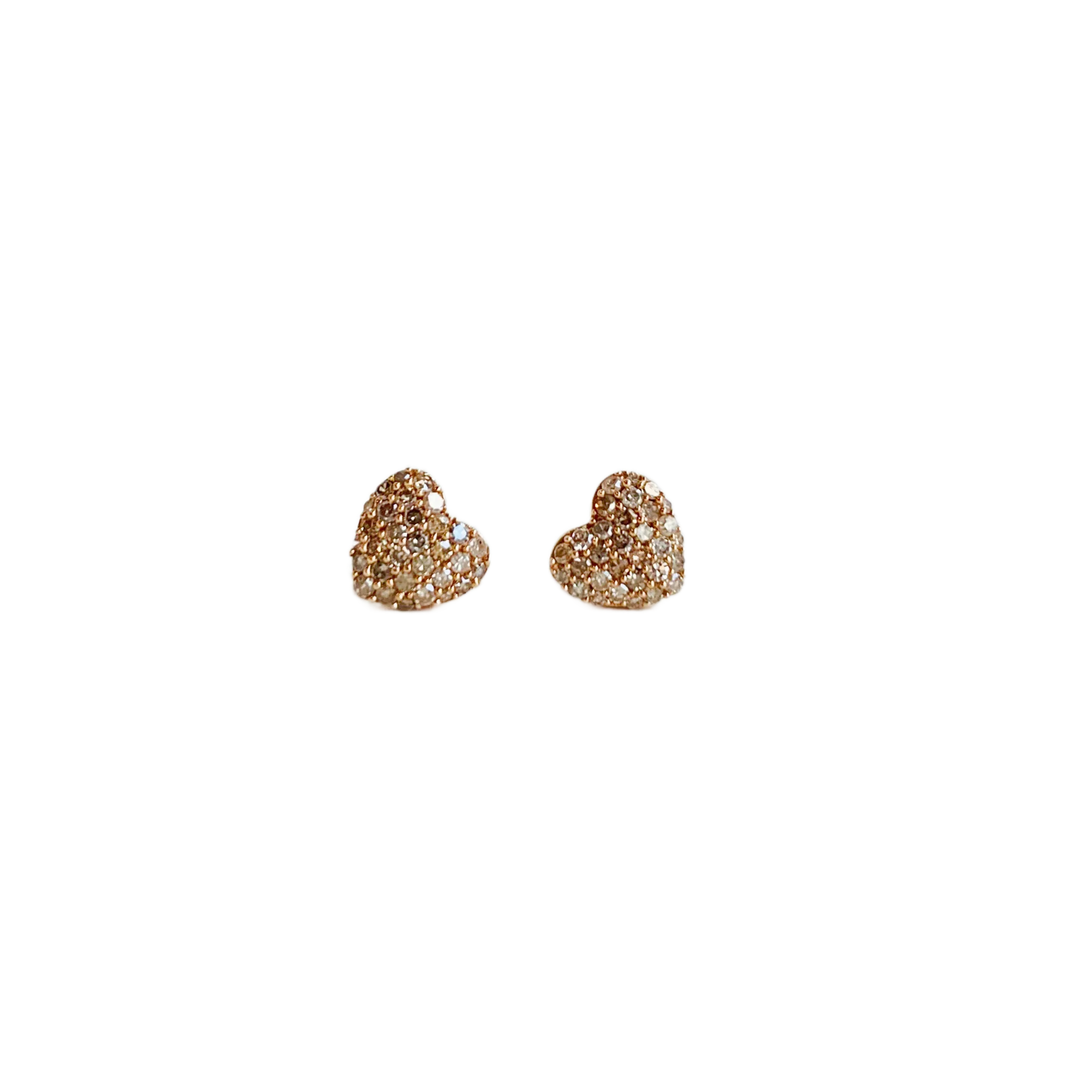 Rose Gold Pave Heart Studs