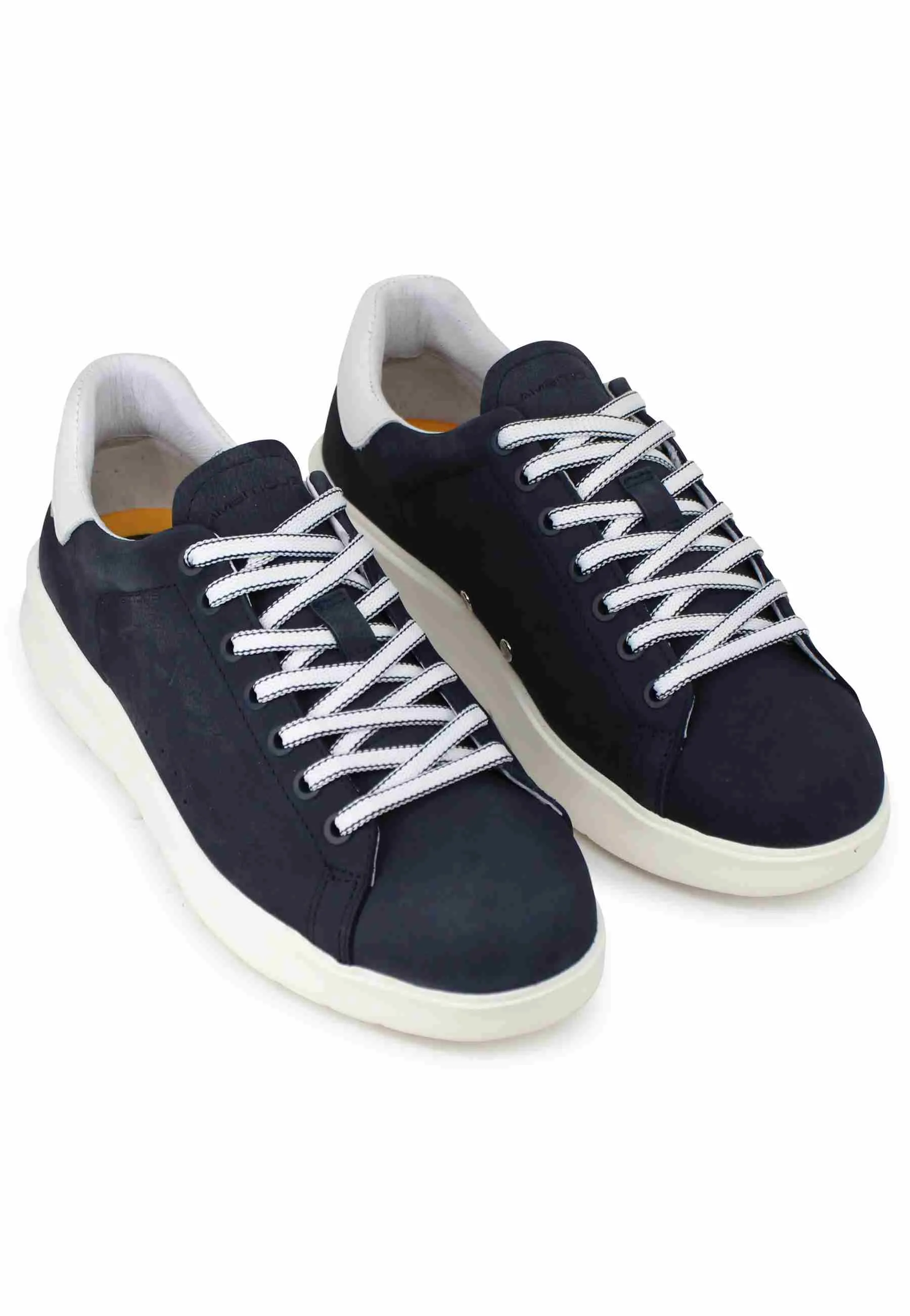 Sneakers uomo Hover in nabuk blu con suola alta in gomma