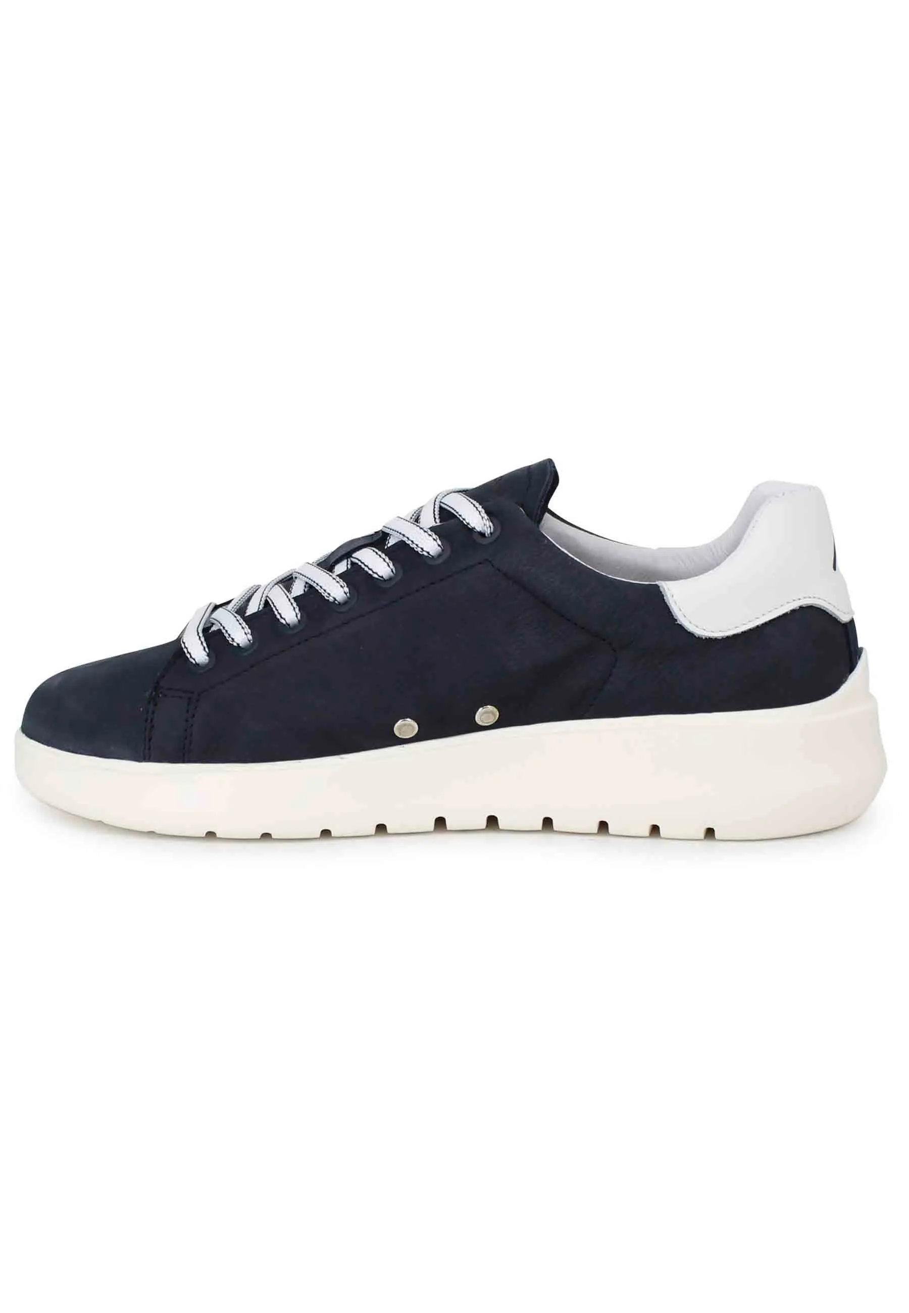 Sneakers uomo Hover in nabuk blu con suola alta in gomma